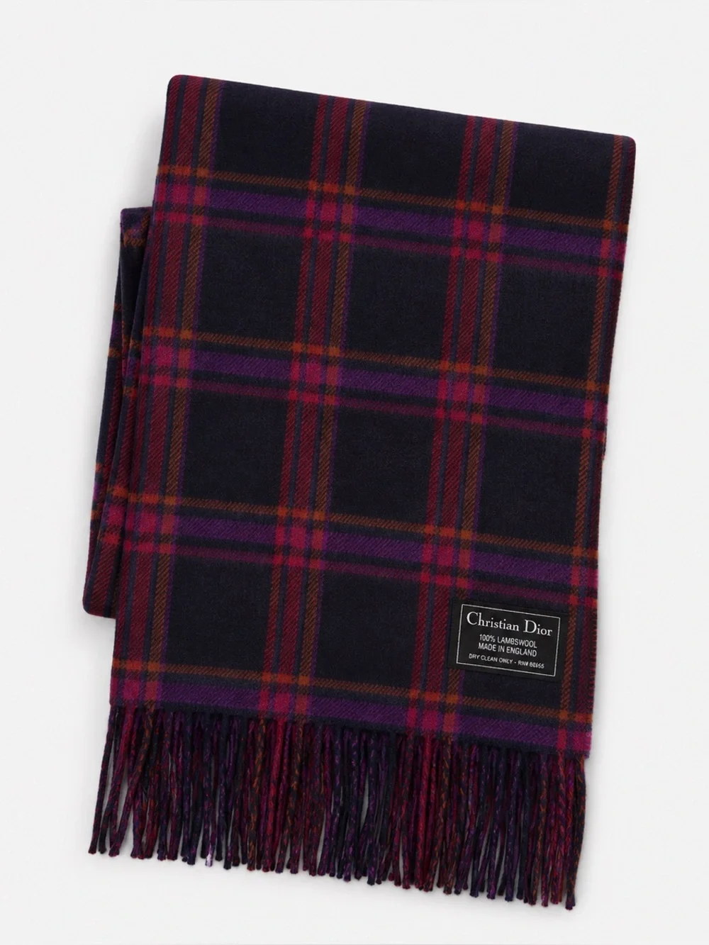 Dior lambswool plaid scarf